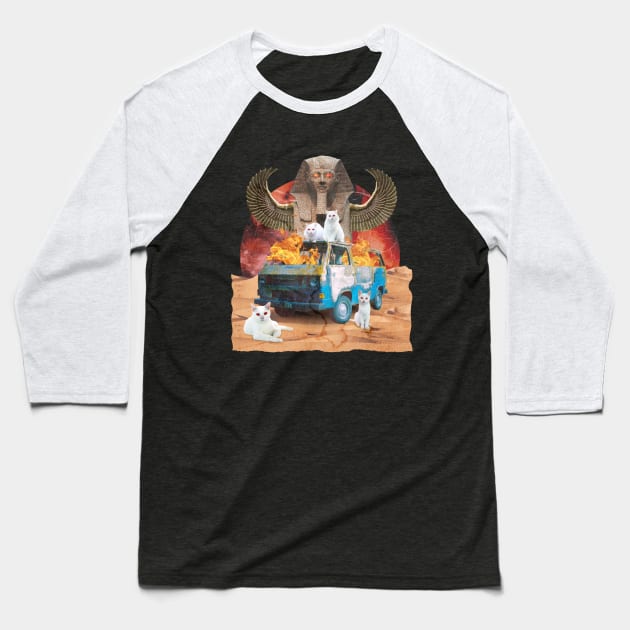 Egypt Cat Chaos Collage Baseball T-Shirt by Hmus